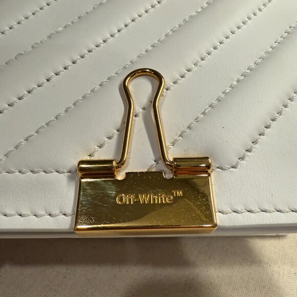 Off-White Baby Binder Clip Crossbody Bag – White Quilted Leather - Picture 5 of 8